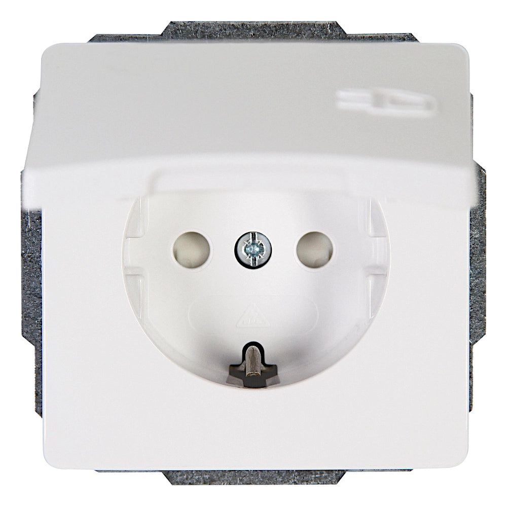 Kopp Venedig reinweiß Steckdose mit Berührungsschutz + Deckel (924329083) Vorderansicht