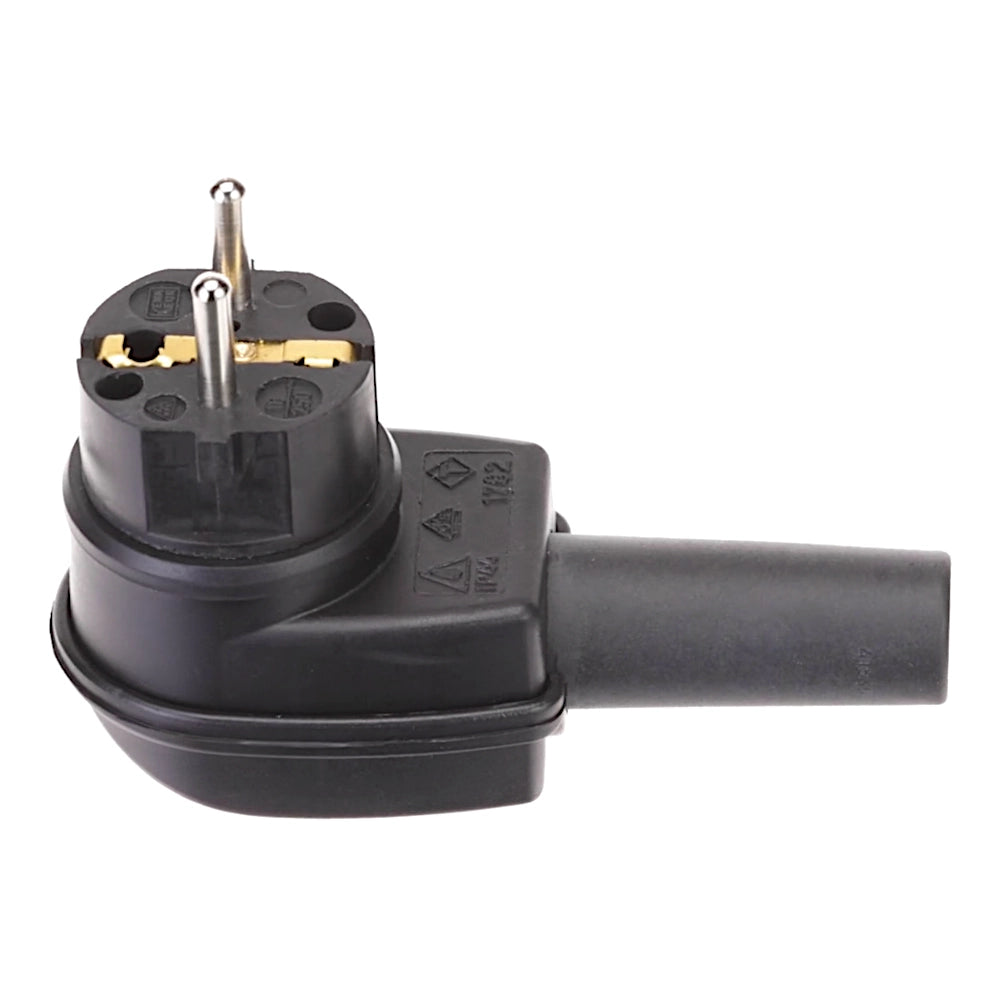 Kopp Vollgummi Winkelstecker schwarz IP44 Seitenansicht