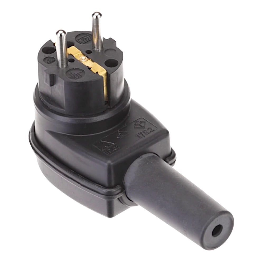 Kopp Vollgummi Winkelstecker schwarz IP44 (178216009) Ansicht liegend schräg von vorn