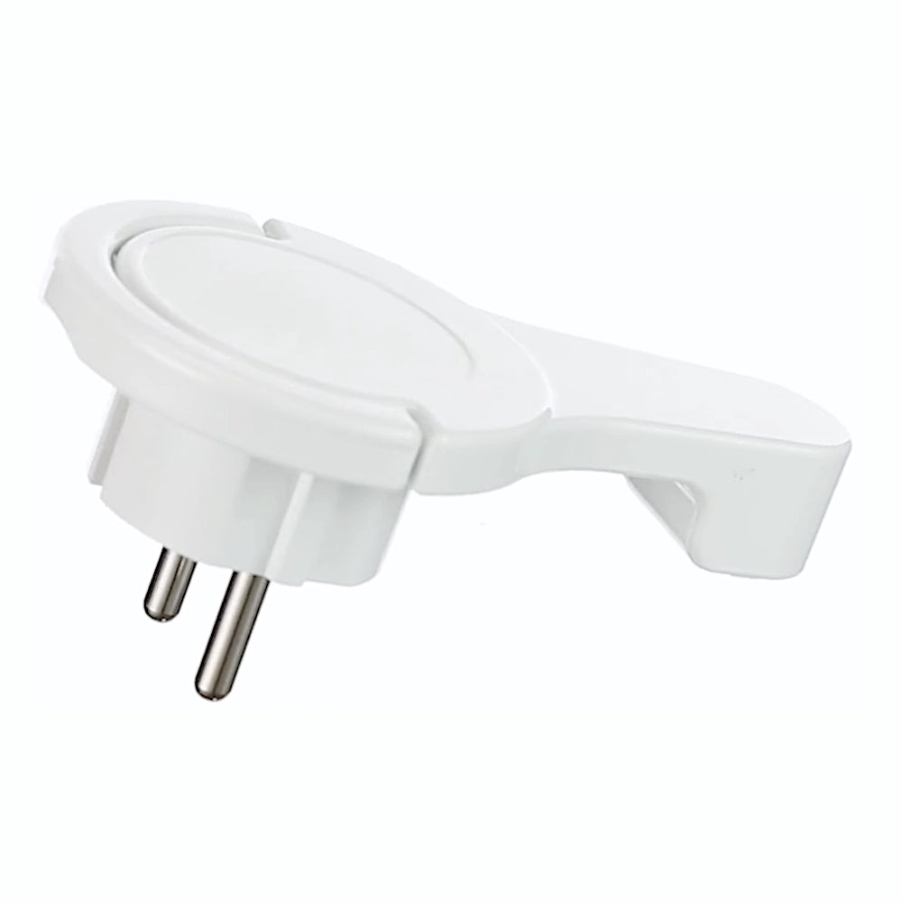 Kopp Winkelstecker extraflach 8mm weiß Seitenansicht von links