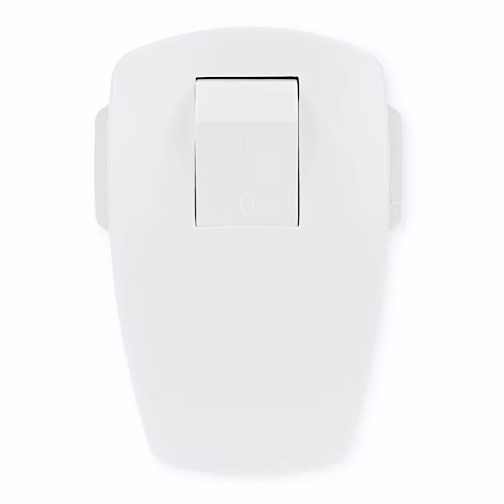 Kopp Winkelstecker mit Schalter weiß Vorderansicht