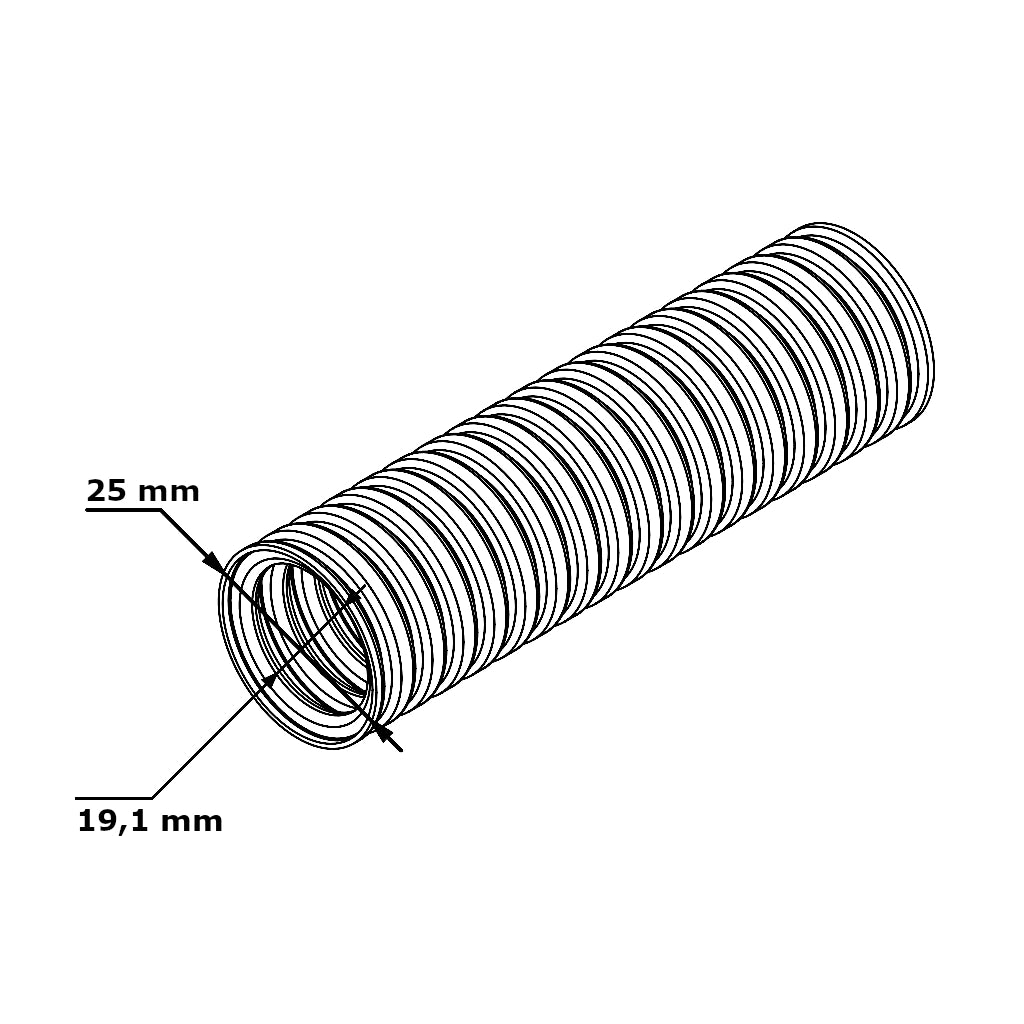 Leerrohr M25 320N technische Zeichnung mit Abmessungen