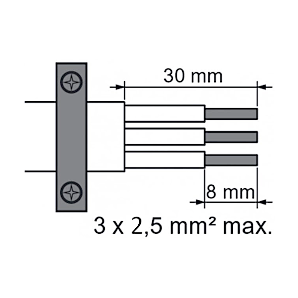 Legrand Stecker mit Abzugsgriff grau Abbildung Maße zum Abisolieren der Kabel