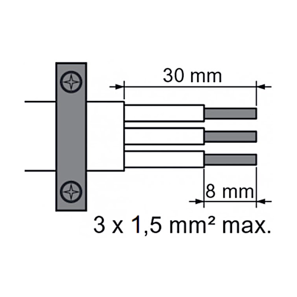 Legrand Stecker 360° drehbar weiß Ansicht Maße zum Abisolieren der Kabel