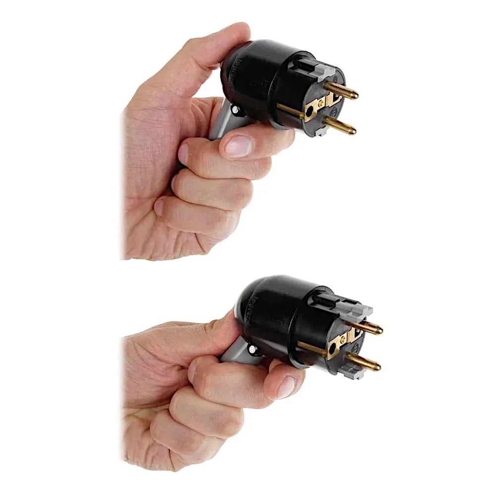 Legrand Stecker mit Schnellabzug schwarz/grau 2 Abbildungen zeigen die Funktionsweise des Schnellabzugs