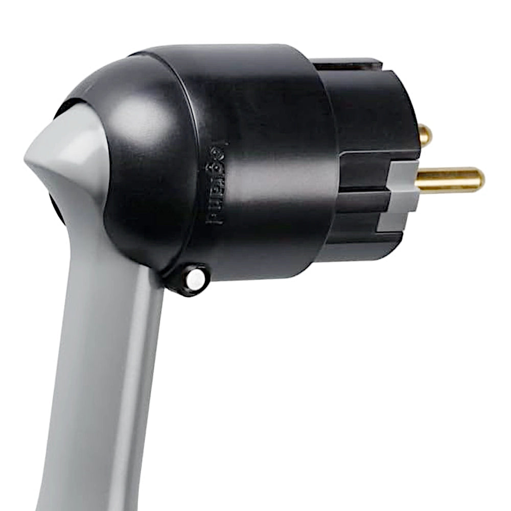 Legrand Stecker mit Schnellabzug schwarz/grau Ansicht schräg von hinten rechts