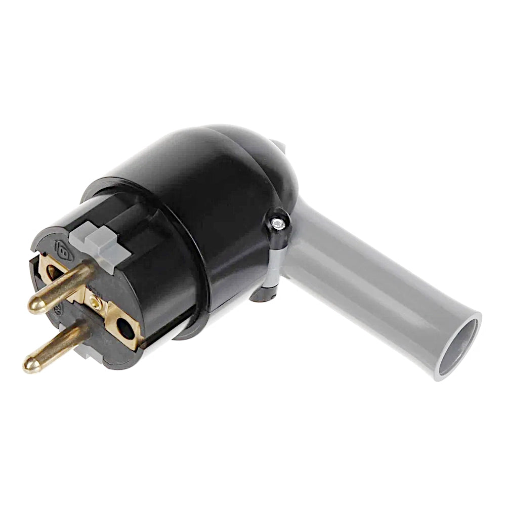 Legrand Stecker mit Schnellabzug schwarz/grau Ansicht schräg von vorn liegend