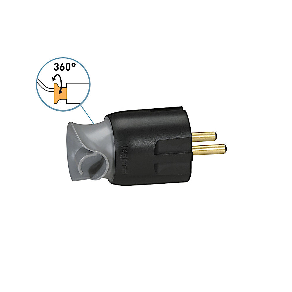 Legrand Stecker 360° drehbar schwarz/grau (050173)