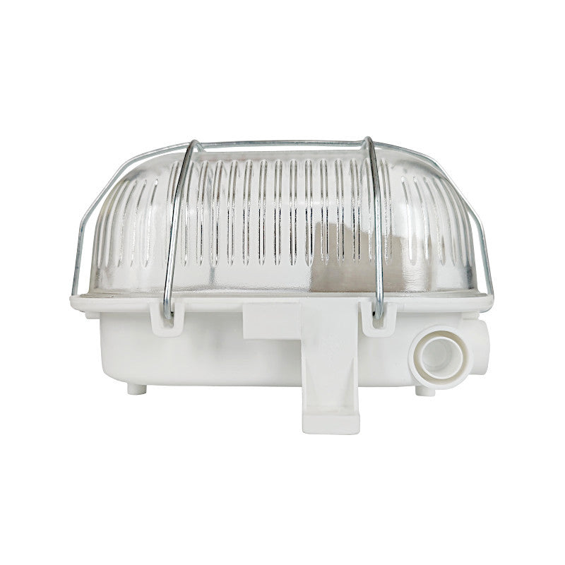 Ovalleuchte / Kellerleuchte weiß Seitenansicht