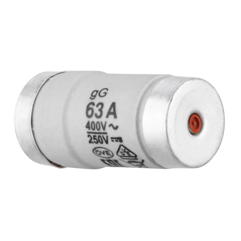 NEOZED Sicherungen 63A D02 E18 kupfer - Ansicht von unten liegend