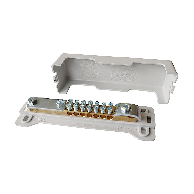 SLS Potential-Ausgleichschiene mit Deckel geöffnet