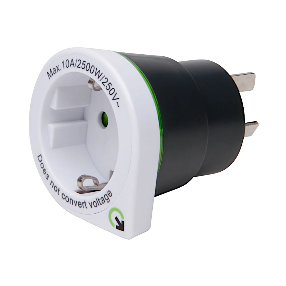 q2 Power Reiseadapter Europa nach Australien + China Ansicht schräg von vorn