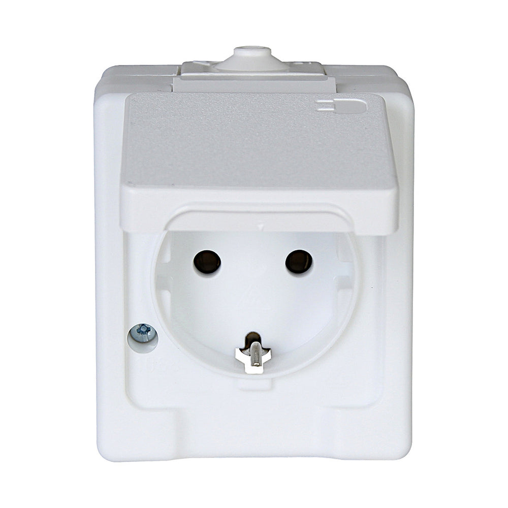 Kopp Athenis reinweiß Feuchtraum Steckdose mit Berührungsschutz (954029085)