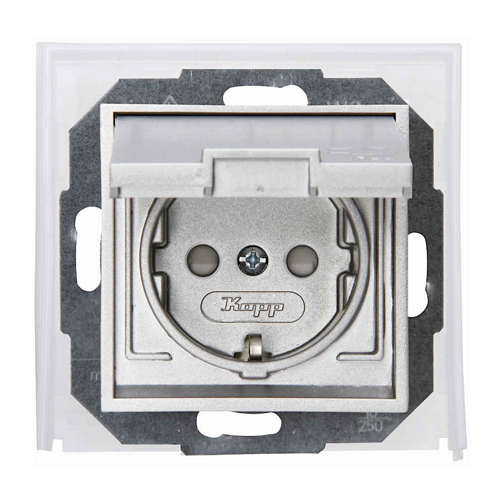 Kopp Athenis Stahl Feuchtraum Steckdose mit Berührungsschutz (954047087)
