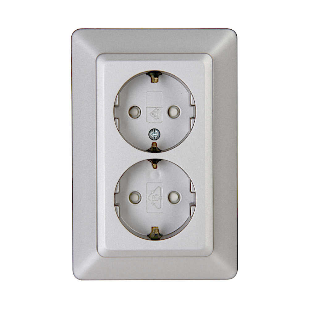 Kopp Milano stahl Steckdose mit Berührungsschutz 2-fach (927720089)