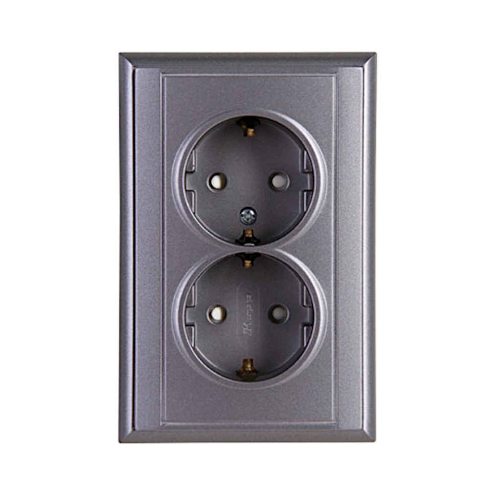 Kopp Malta anthrazit Steckdose mit Berührungsschutz 2-fach (927615084)