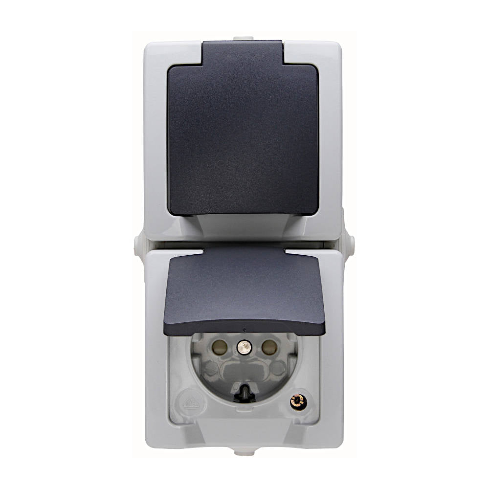 Kopp Nautic grau Steckdose mit Berührungsschutz 2-fach senkrecht (136956008)