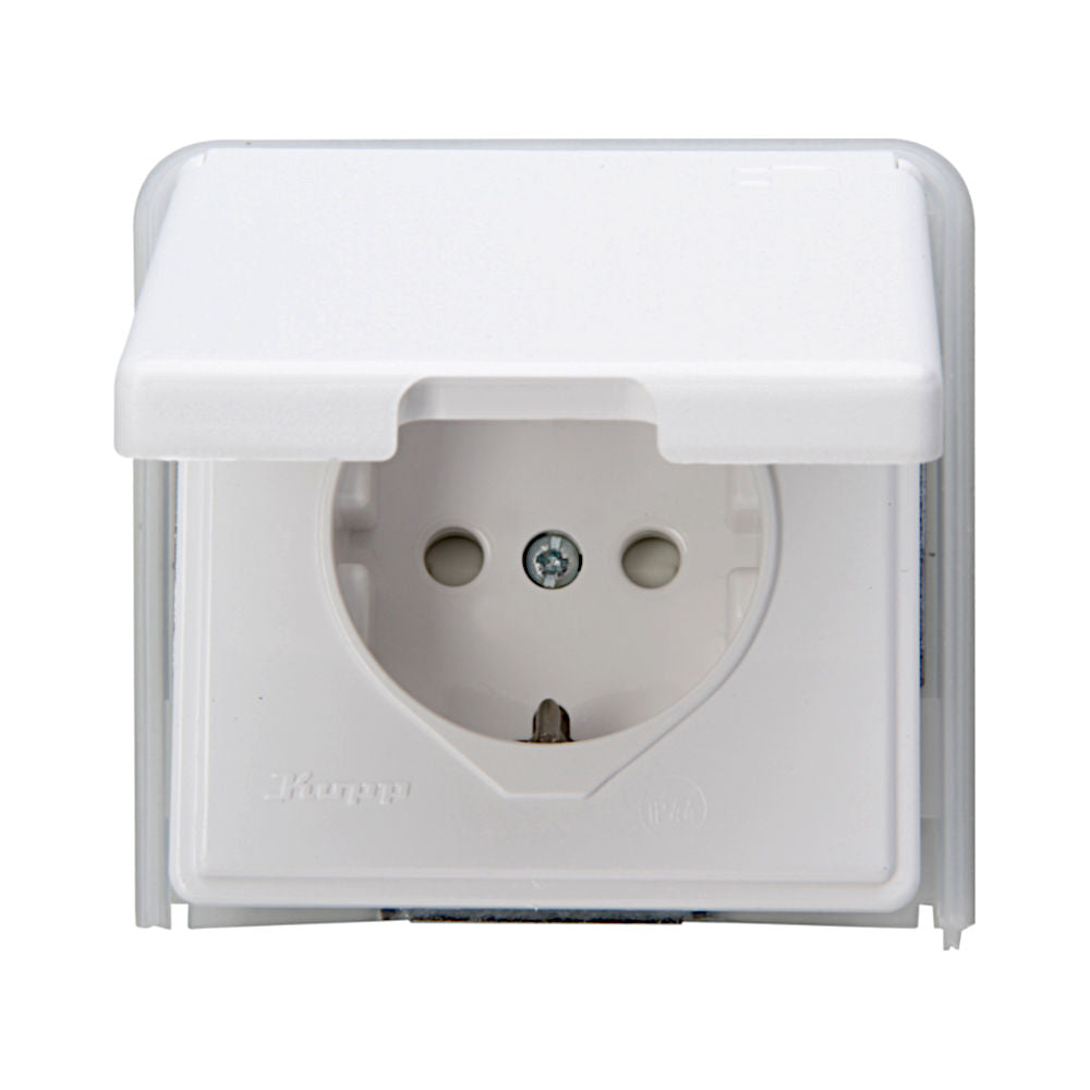 Kopp Standard arktisweiß Feuchtraum Steckdose mit Berührungsschutz (119102080)
