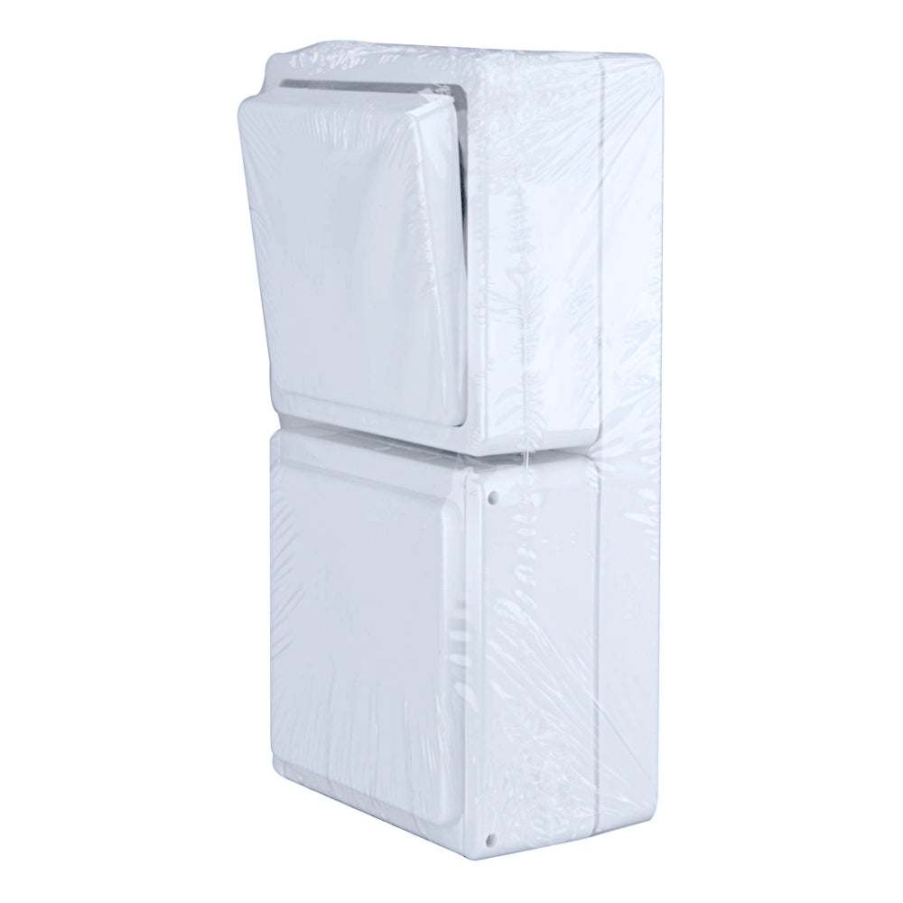 Unitec Aquarius Feuchtraum Polarweiß Aus-Wechselschalter + Steckdose senkrecht (45287L) Ansicht schräg von vorn