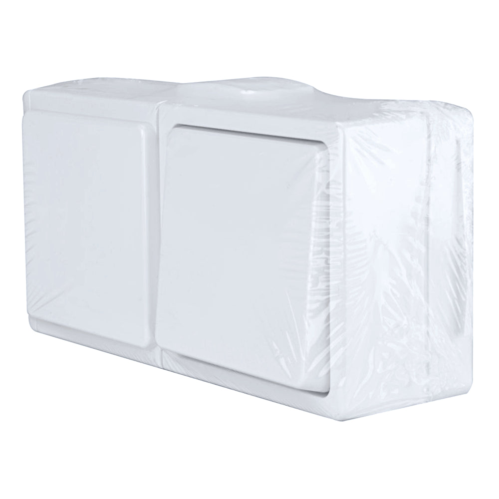 Unitec Aquarius Feuchtraum Polarweiß Aus-Wechselschalter + Steckdose waagerecht (45286L) Ansicht schräg