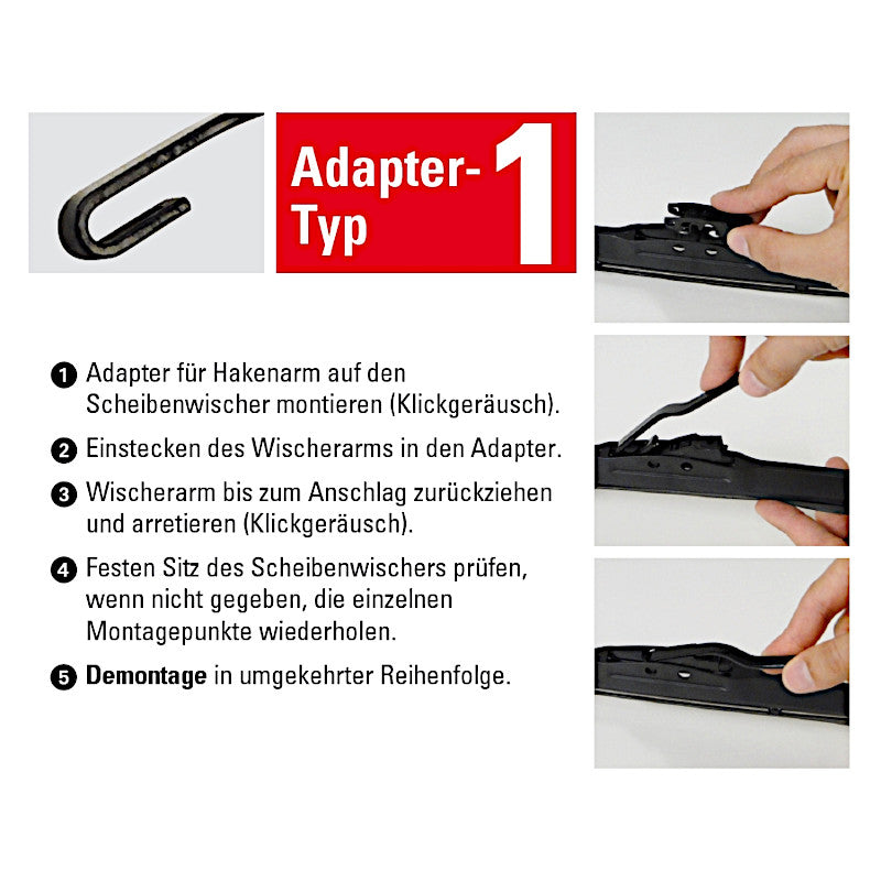 Unitec Ultra Scheibenwischer Montagehinweis Adapter 1