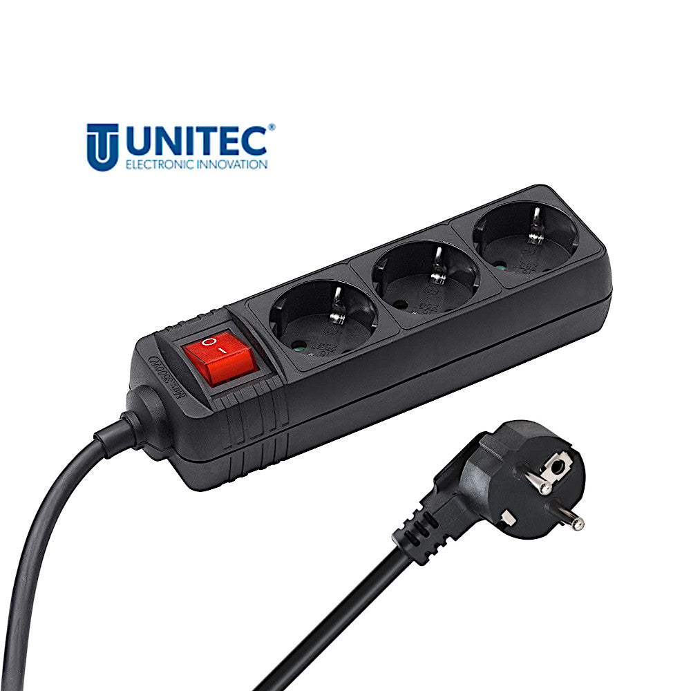 Unitec 3-fach Steckdosenleiste schwarz mit Schalter (445222)