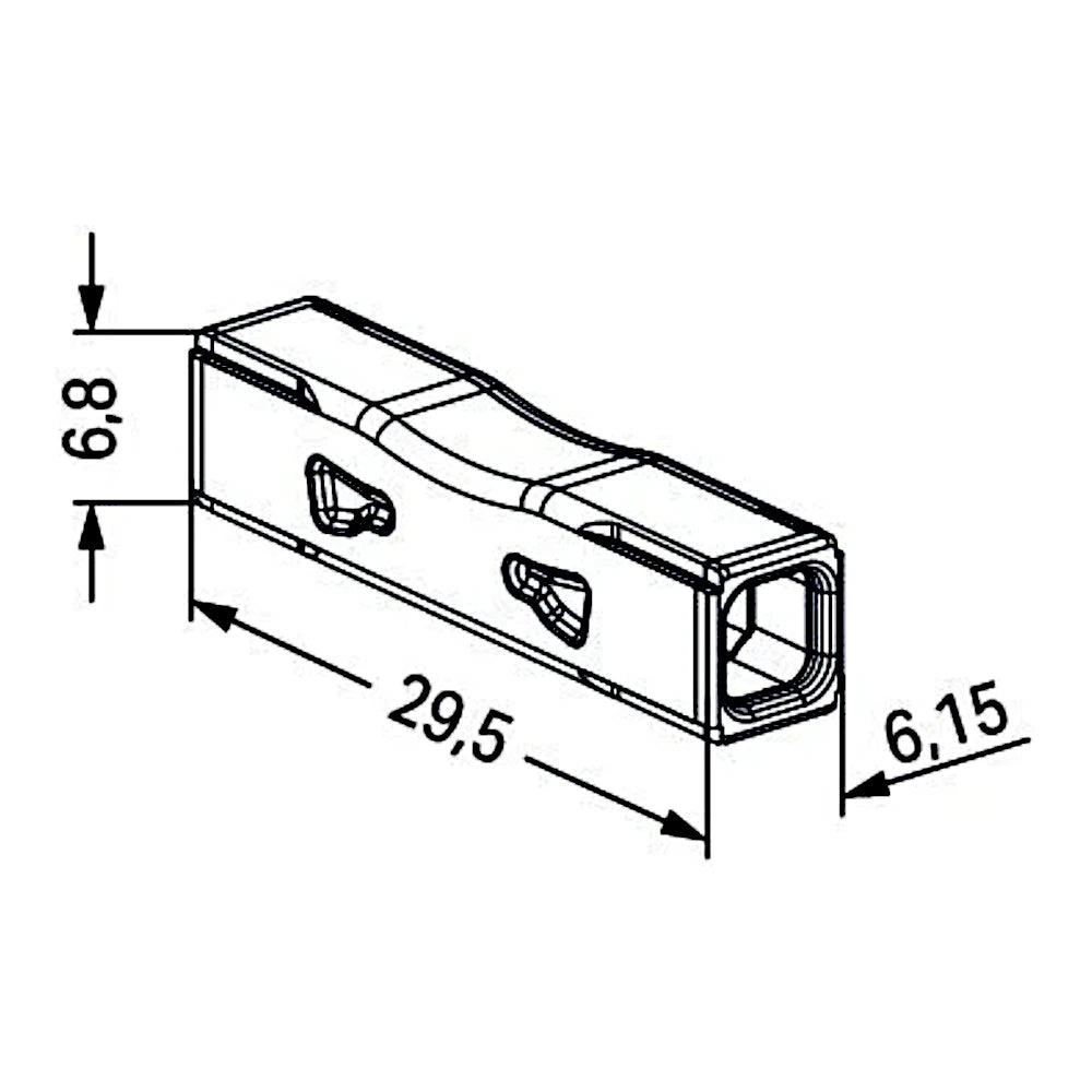 Wago 2773-2401 Durchgangsverbinder technische Zeichnung mit Abmessungen