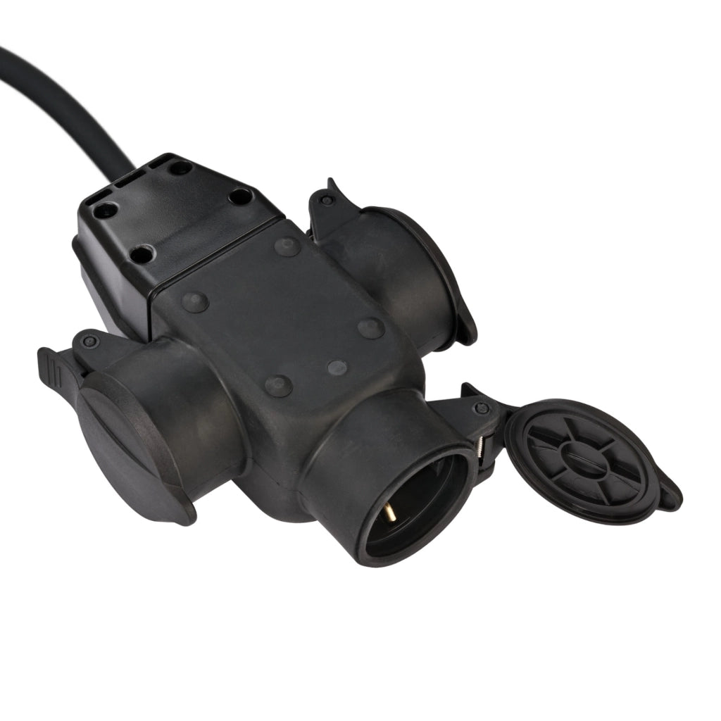 Brennenstuhl 3-fach Gummi-Kupplung schwarz mit selbstschließenden Klappdeckeln