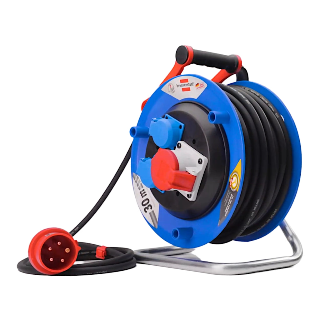 Brennenstuhl Kabeltrommel Garant CEE 30m IP44 (1182720) Ansicht schräg mit teilweise abgerollten Kabel