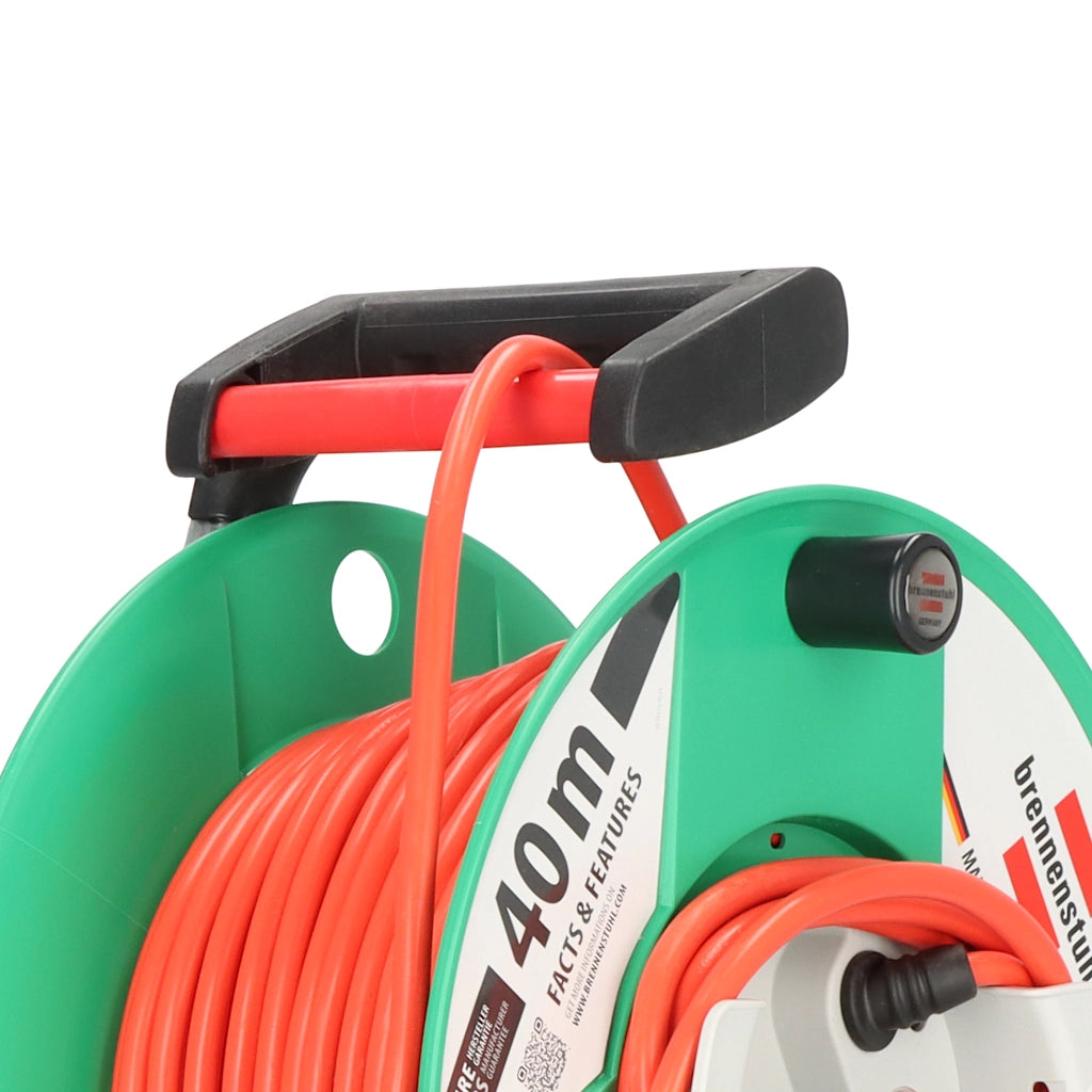 Brennenstuhl Kabeltrommel Garant G 40m IP44 (1098560001) Nahaufnahme Tragegriff mit Kabelführung