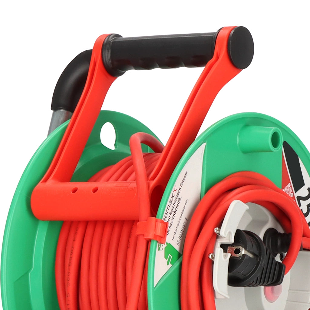 Brennenstuhl Kabeltrommel Garant G Bretec 25m IP44 (1183520100) Nahaufnahme vom Tragegriff mit Cablepilot