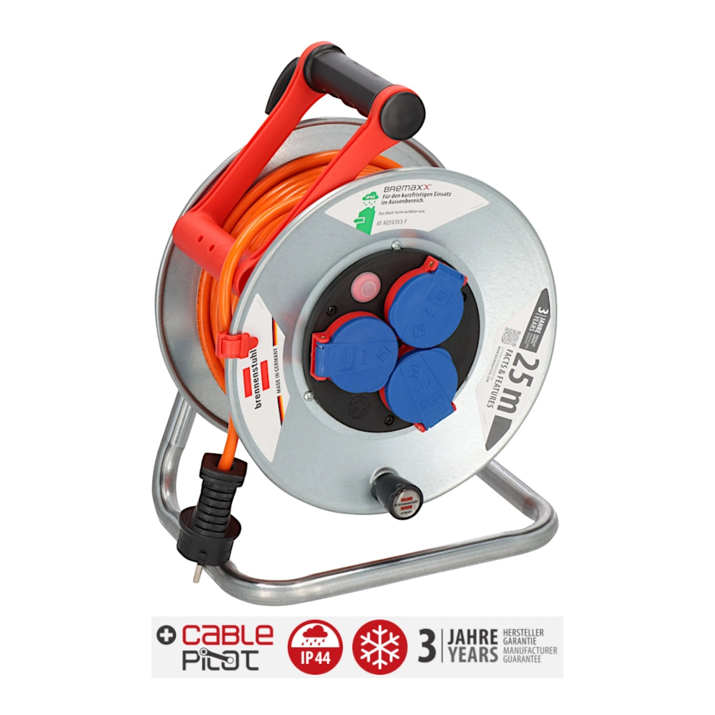 Brennenstuhl Kabeltrommel Garant S 3-fach 25m IP44 (1198740) Vorderansicht schräg