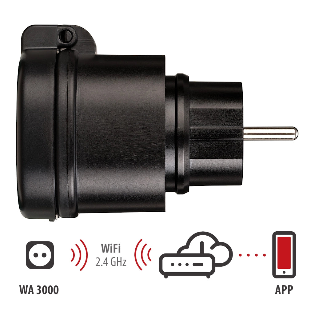 Brennenstuhl WiFi Steckdose WA3000 XS02 schwarz IP44 (1294860) Seitenansicht