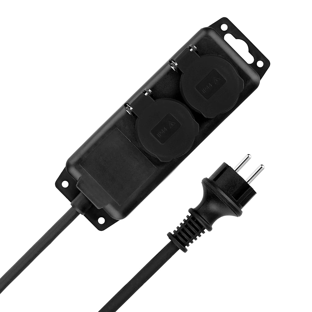 Brennenstuhl Steckdosenleiste 2-fach IP44 schwarz (1159930) Ansicht von oben mit Schutzkontaktstecker