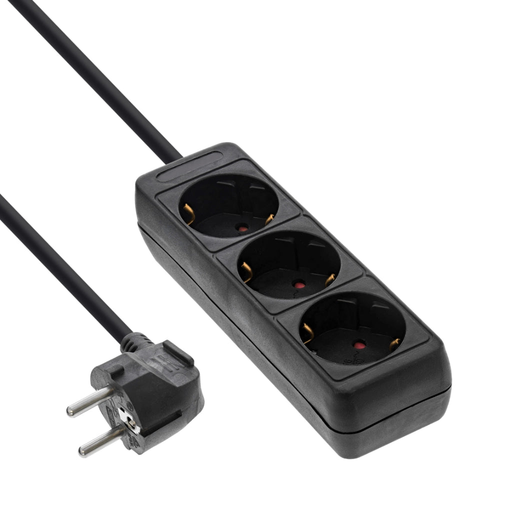 Brennenstuhl Steckdosenleiste 3-fach 1,4m schwarz (1150600015) Ansicht schräg von oben mit Schutzkontakt-Stecker