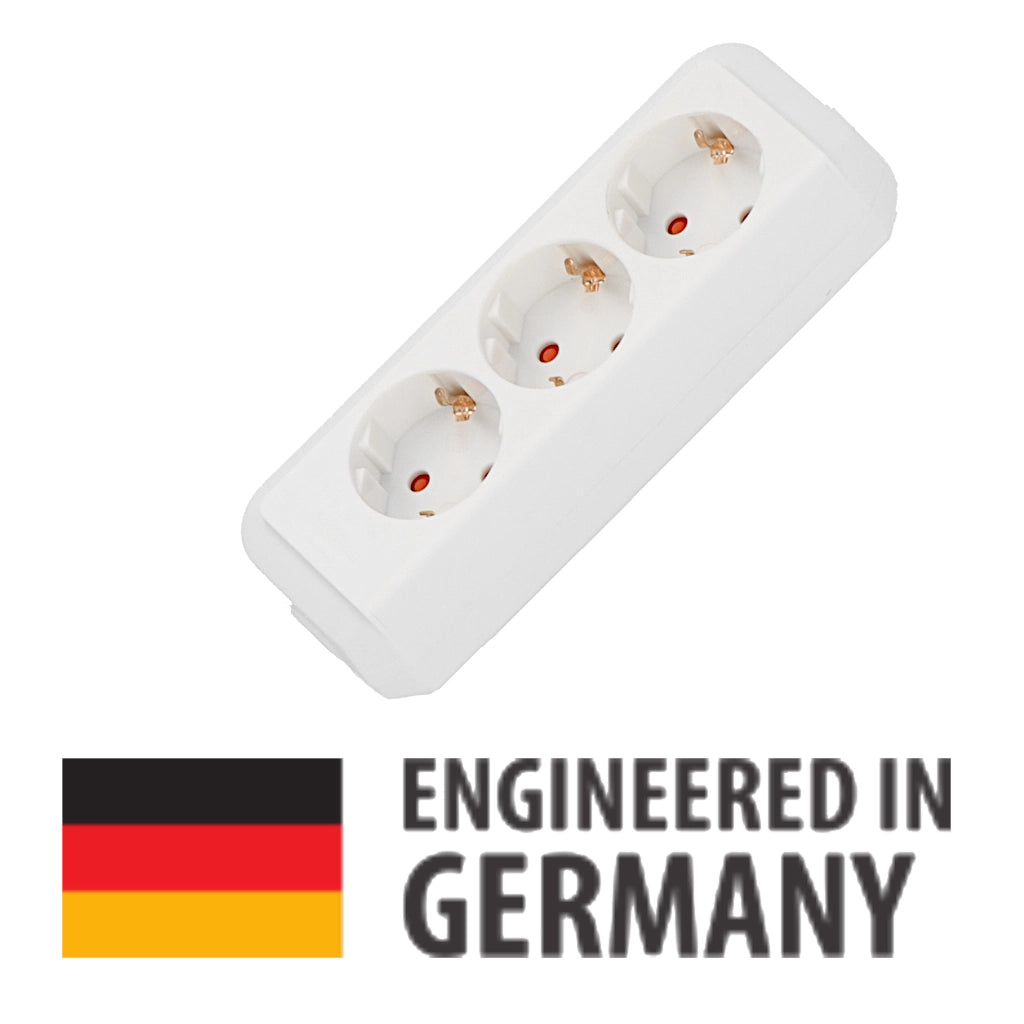 Brennenstuhl Steckdosenleiste 3-fach 5m weiß Eco-Line (1158610050) Ansicht schräg von der Seite ohne Schutzkontakt-Stecker