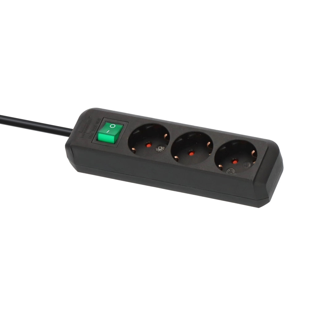 Brennenstuhl Steckdosenleiste 3-fach 3m schwarz mit Schalter Eco-Line (1152300400) Ansicht schräg von oben