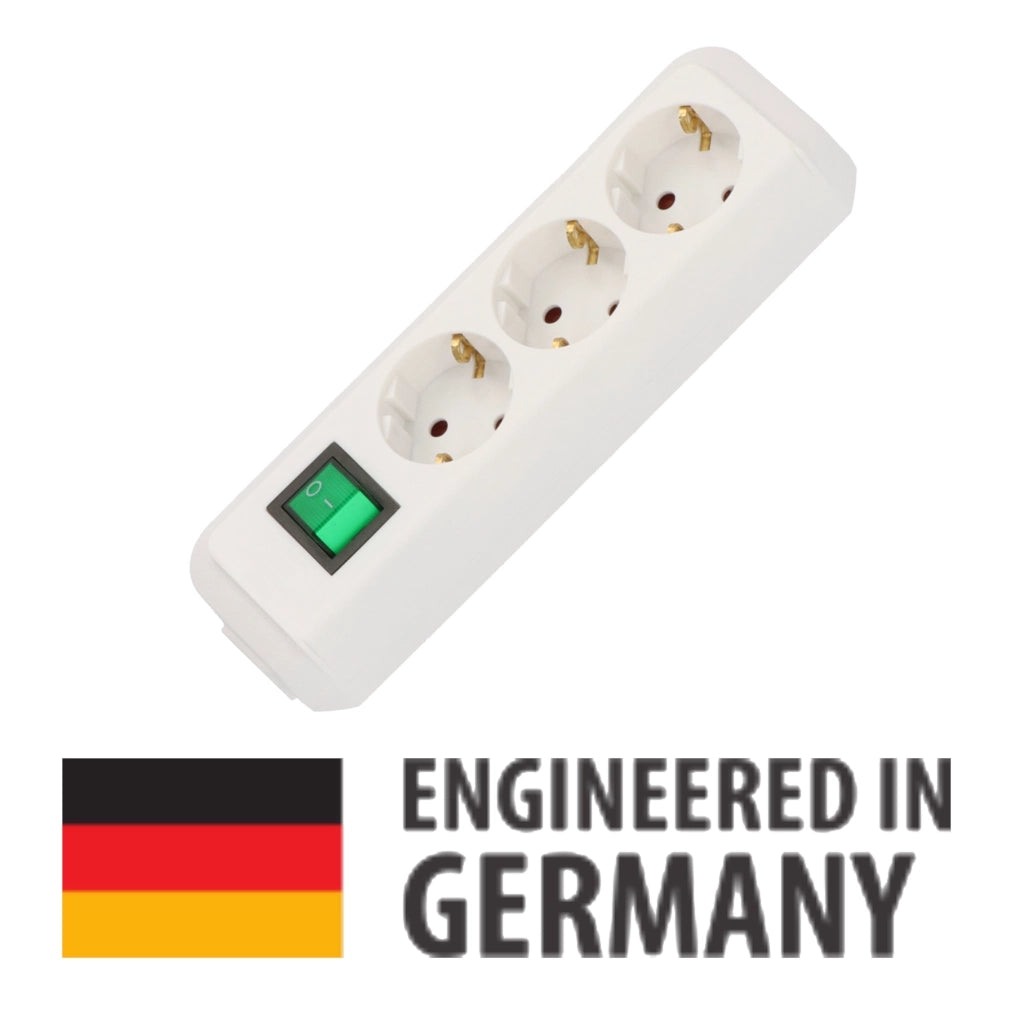 Brennenstuhl Steckdosenleiste 3-fach 3m weiss mit Schalter Eco-Line (1152320400) Ansicht schräg von der Seite ohne Stecker
