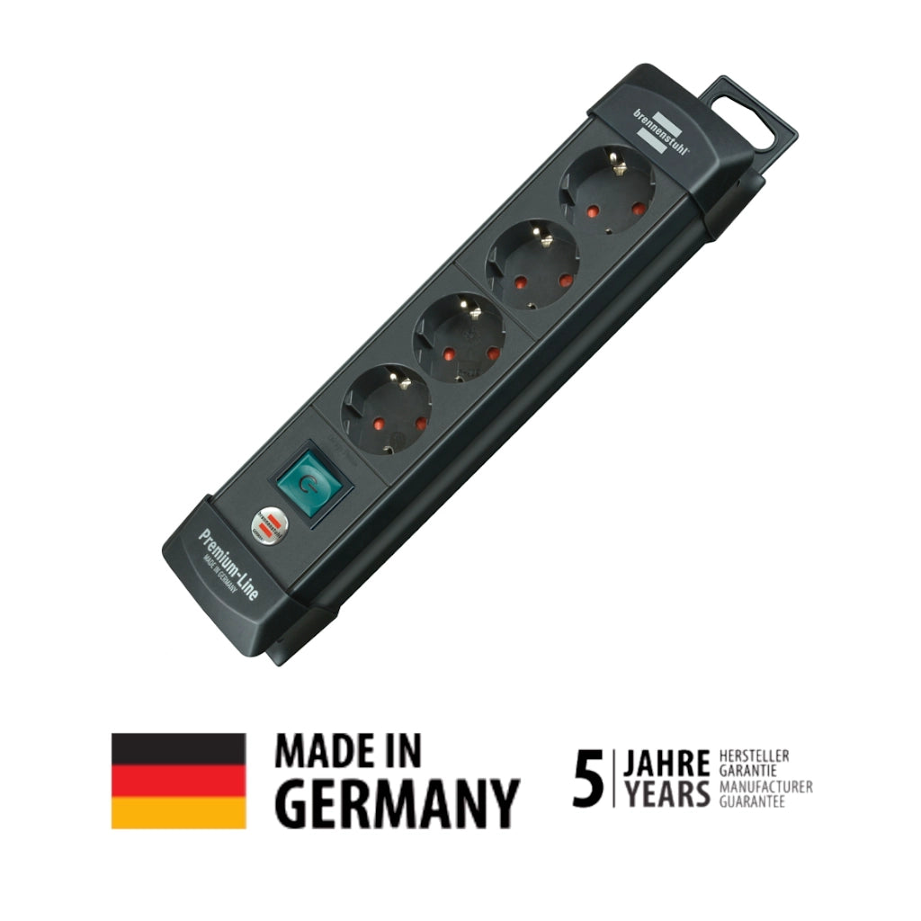 Brennenstuhl Steckdosenleiste 4-fach mit Schalter 1,8m schwarz (1951140100) Vorderansicht