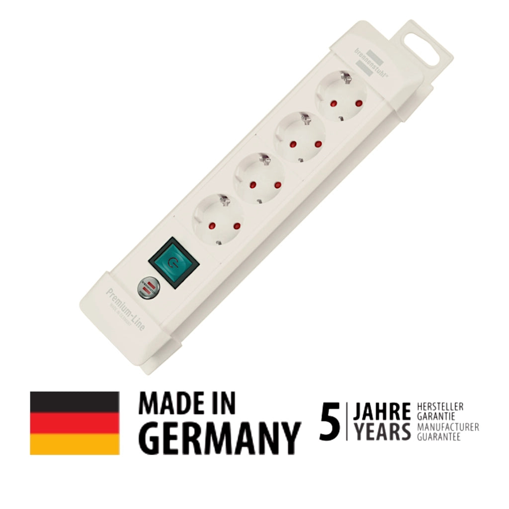 Brennenstuhl Steckdosenleiste 4-fach mit Schalter 1,8m weiß (1952240100) Vorderansicht