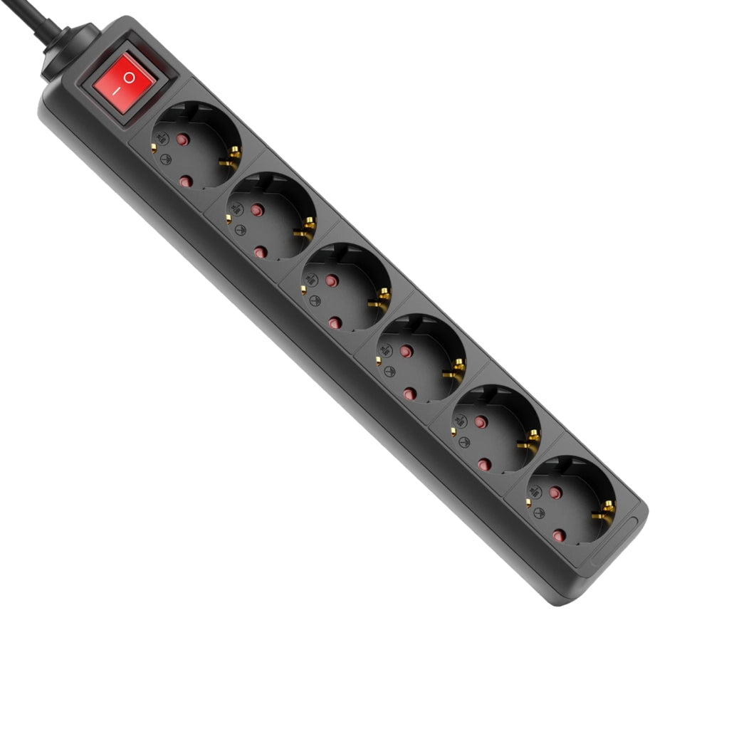 Brennenstuhl Steckdosenleiste 6-fach 1,4m schwarz mit Schalter (1550600416) Ansicht schräg von links