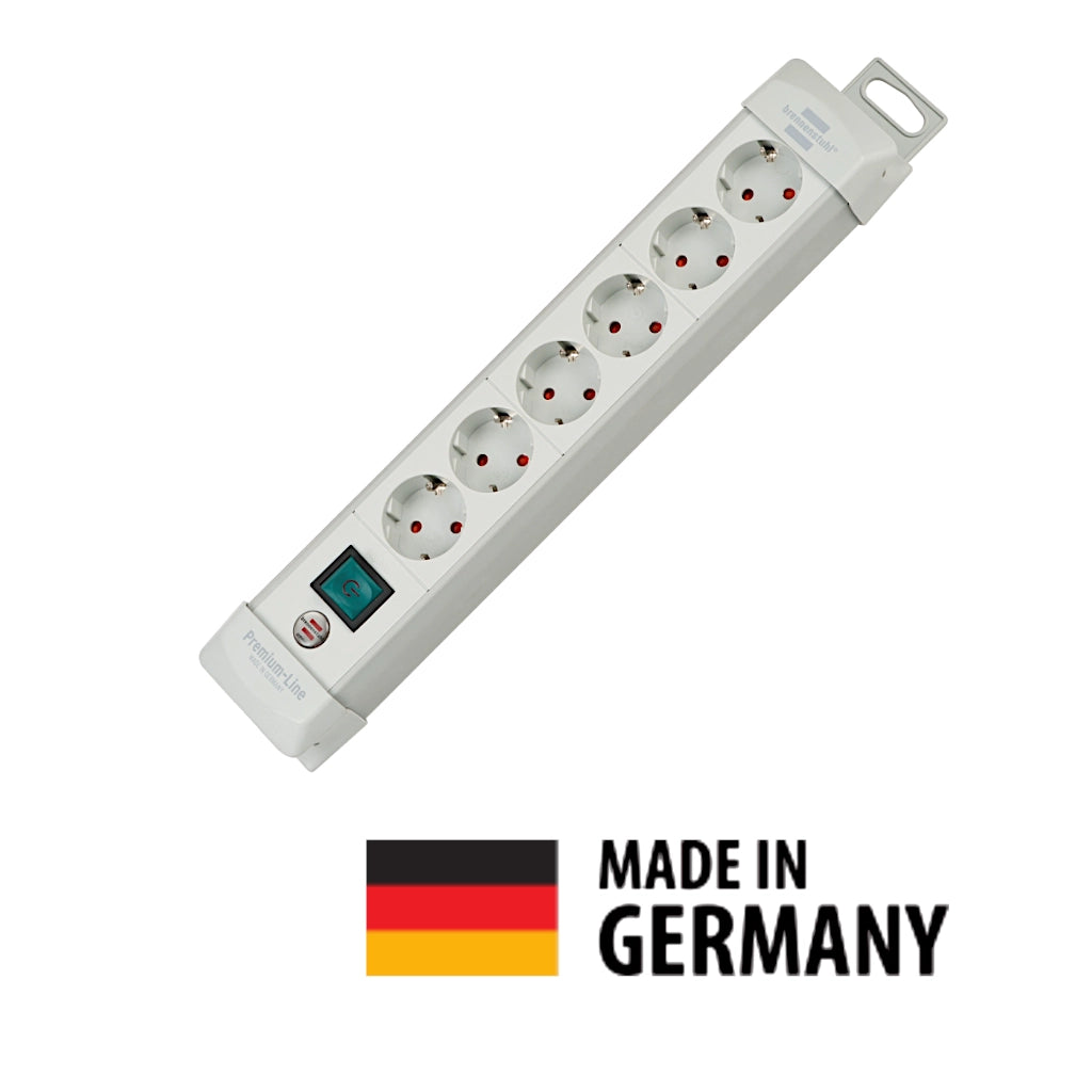 Brennenstuhl Steckdosenleiste 6-fach mit Schalter 3m lichtgrau (1955560100) Vorderansicht