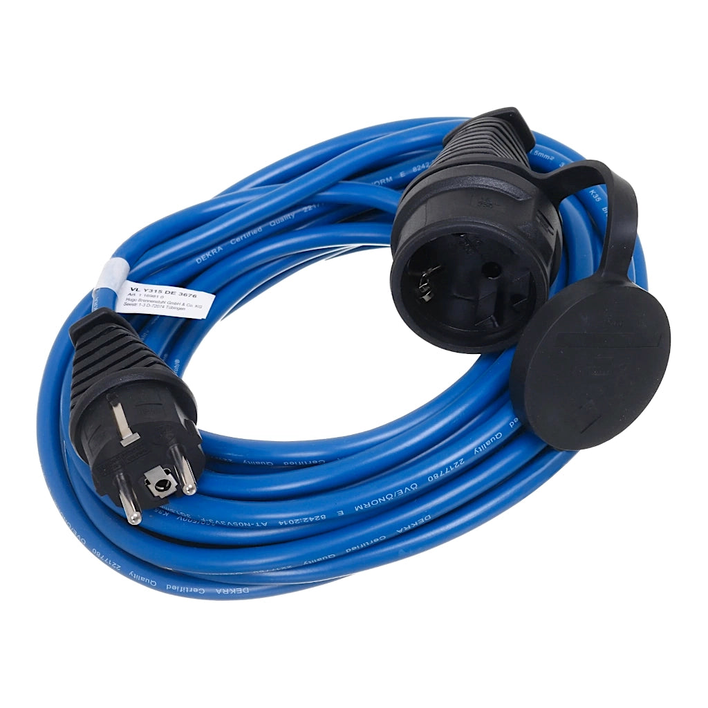 Brennenstuhl Verlängerungskabel 10m IP44 blau (1169810) Ansicht schräg von vorn - Kabel aufgerollt