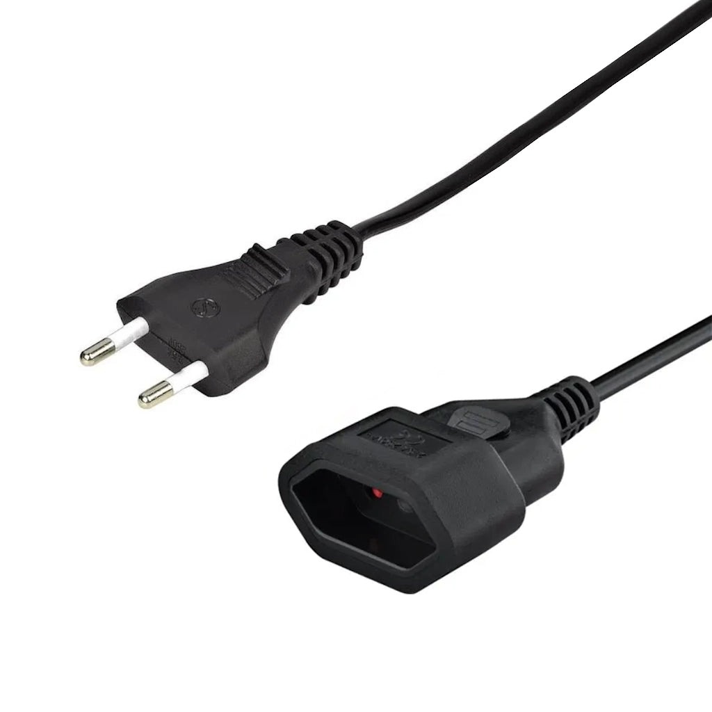 Brennenstuhl Verlängerungskabel 5m IP20 schwarz (1161800) Nahaufnahme vom Euro-Stecker und Euro-Kupplung