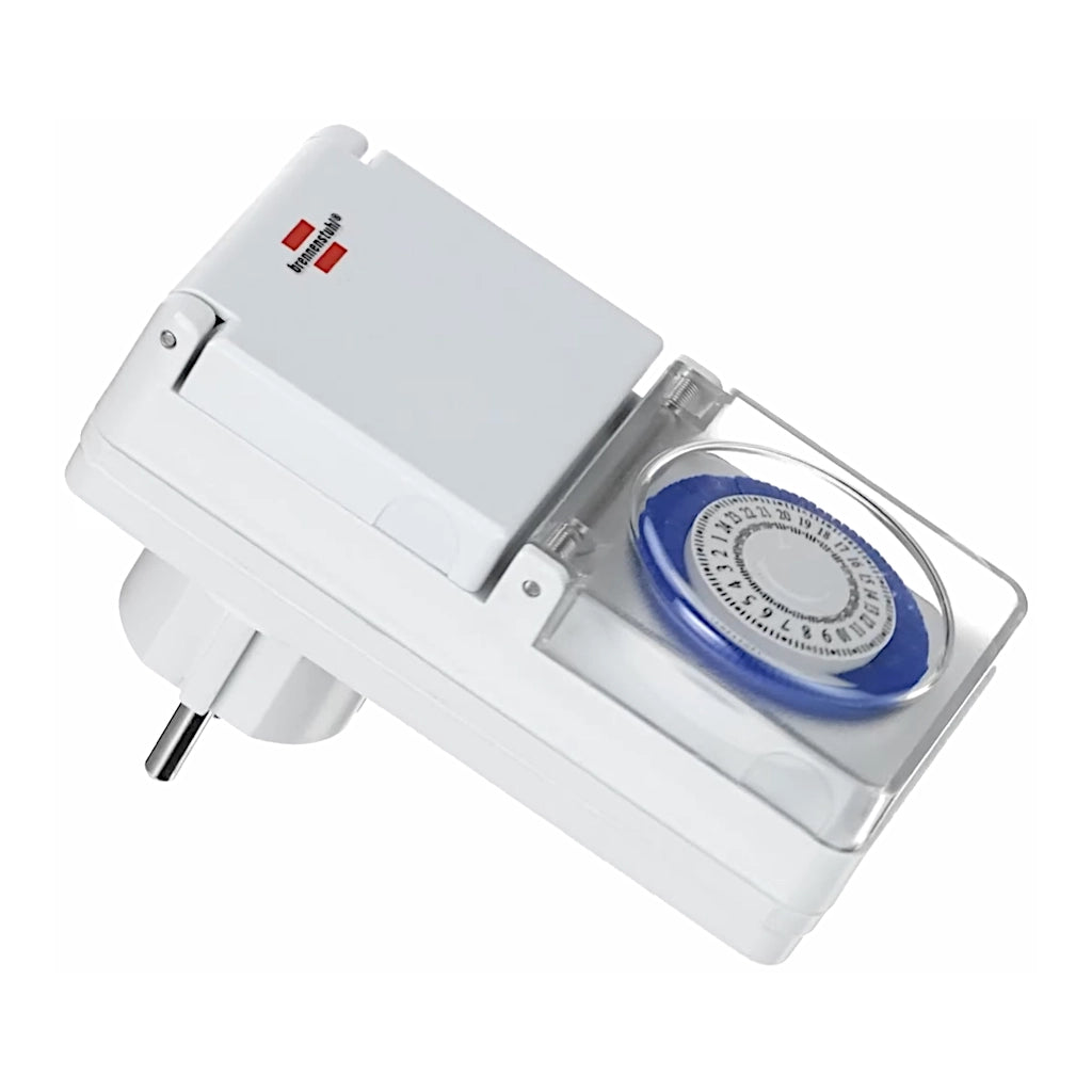 Brennenstuhl mechanische Zeitschaltuhr MMZ44 weiß IP44 (1506170) Ansicht schräg von der linken Seite