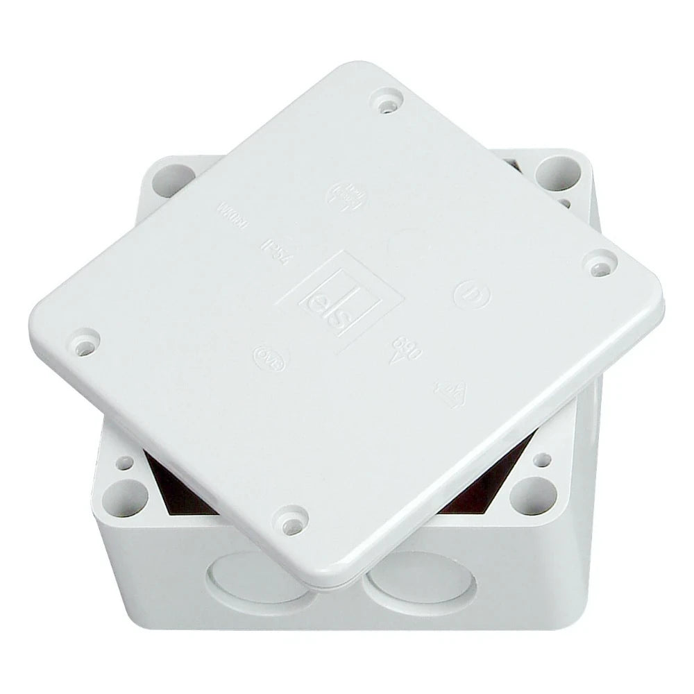 Spelsberg Abzweigdose Aufputz Feuchtraum Ansicht von oben mit halb geöffnetem Deckel