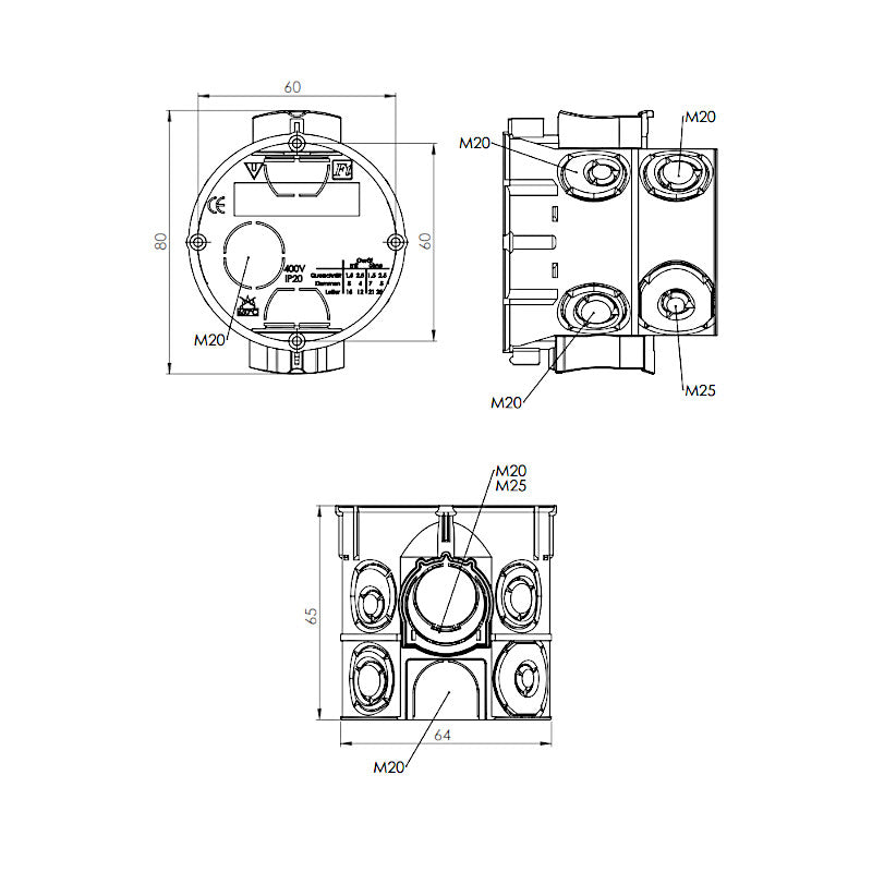 f-tronic Gerätedose E107M25 Ø 60mm / 65mm tief (7310131) | 10 Stück