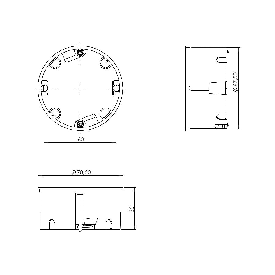 f-tronic Hohlwanddose E135 35mm tief / Ø 68mm 7350099 | 10 Stück