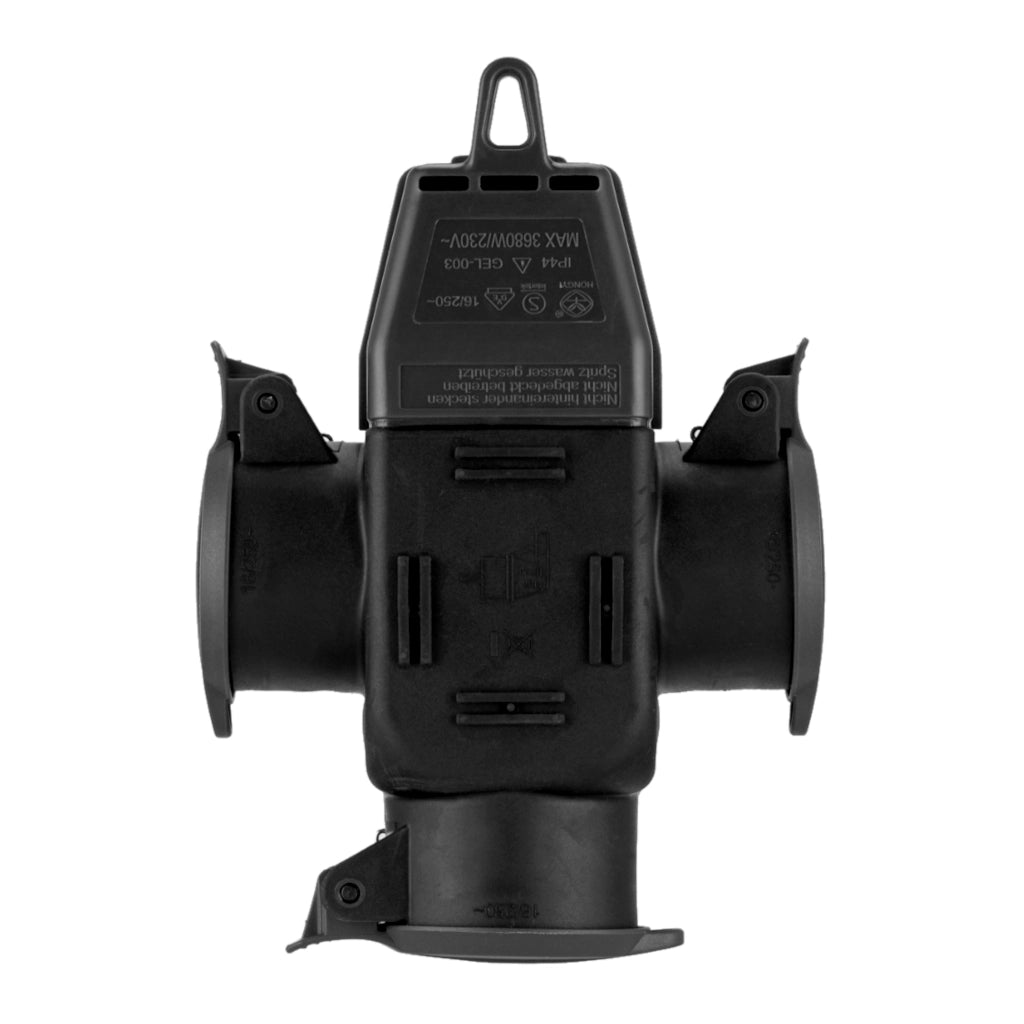 Hängekupplung Gummi 3-fach IP44 schwarz Rückansicht