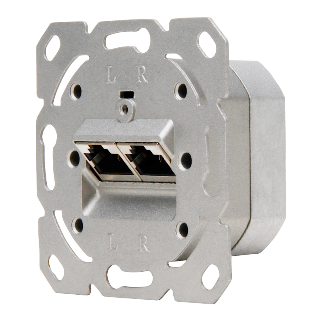 Netzwerkdose Cat.6a (10Gbit/s) 2x RJ45 Ansicht schräg von rechts